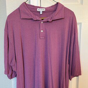 Peter Millar Broadmoor Golf Club Short Sleeve Polo - Dark Pink Stripe - XXL